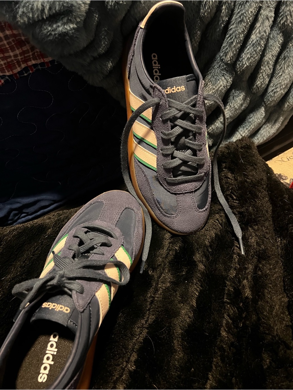 adidas Blue, Tan & Green Low-Profile Sneakers